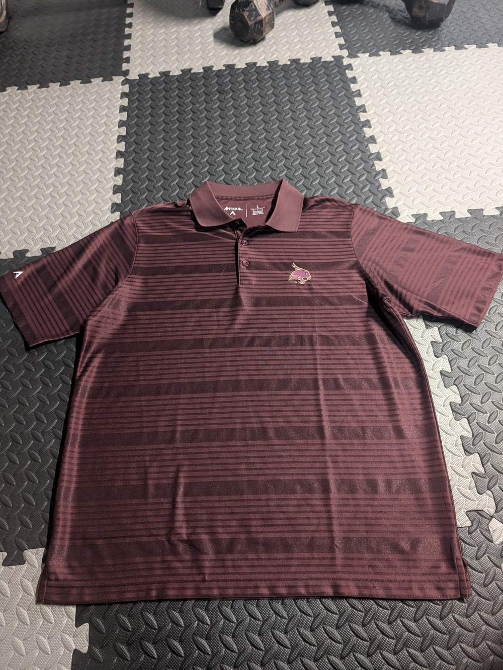 Antigua Men’s Maroon Striped Polo